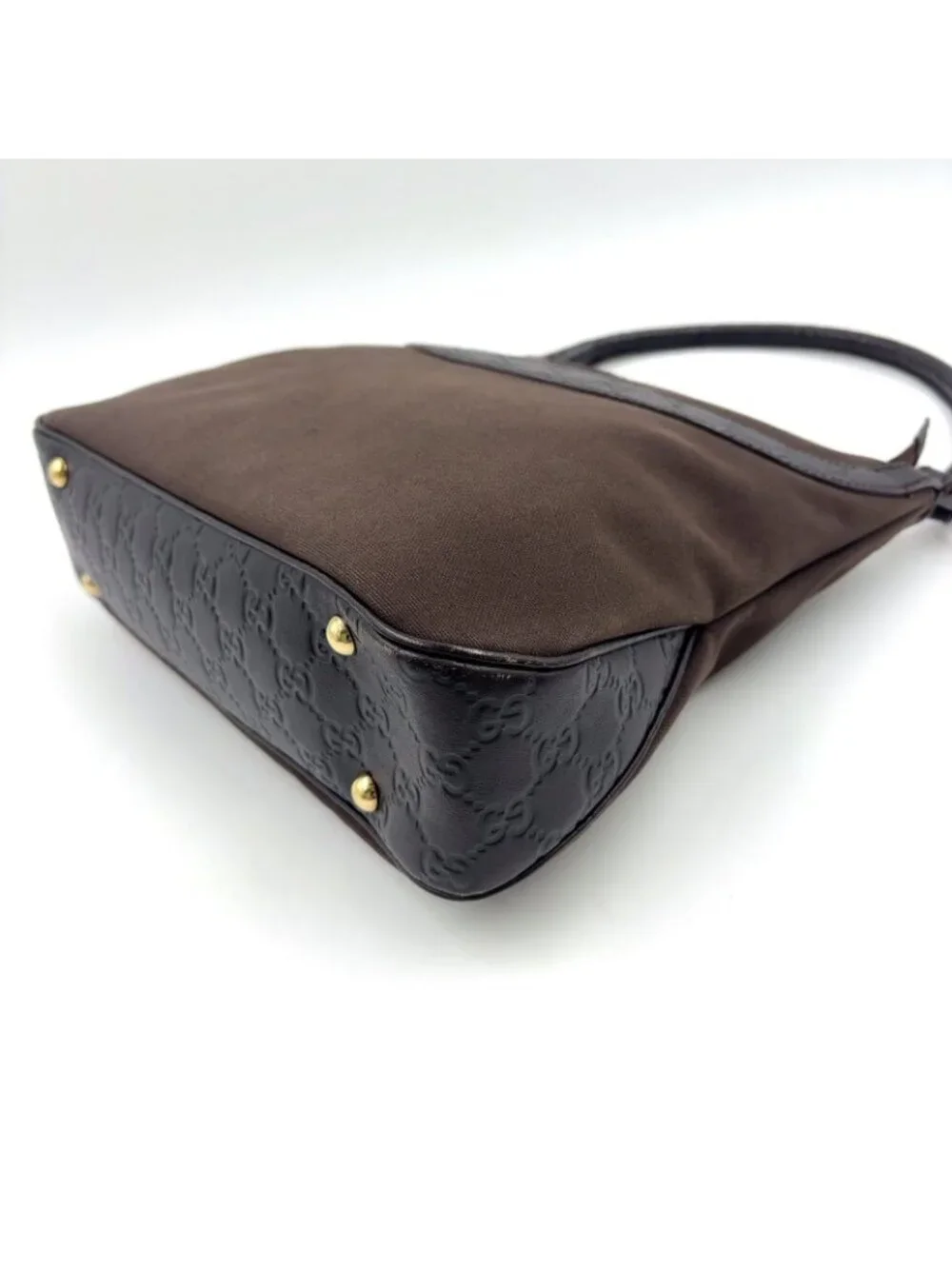 ★SOLD★ Gucci Limited Guccissima Leather Canvas Dark Brown Shoulder Bag Silver - Picture 13 of 15